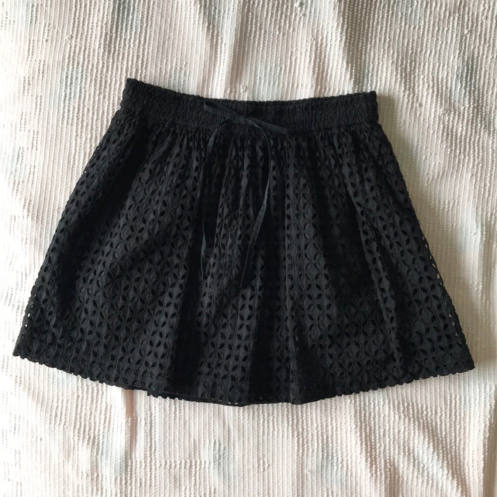 madewell black eyelet a-line mini skirt size xs